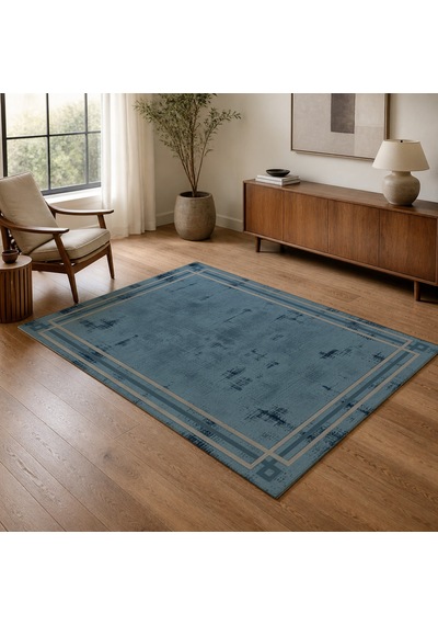 Kartela Halı Rilo Halı Kaymaz Taban Makinede Yıkanabilir Halı Mavi - 60 X 90 Cm