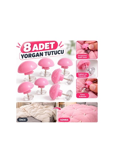 4 Adet Yorgan Kılıfı Ve Çarşaf Tutucu Sabitleyici 8 Adet Çok Renkli 08173517