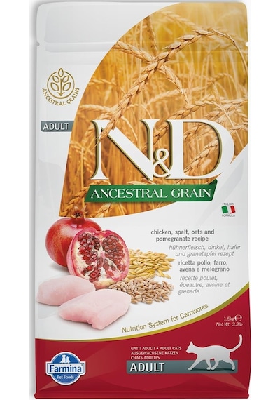 N&D Düşük Tahıllı Tavuklu ve Narlı Kısırlaştırılmış Yetişkin Kedi Maması 5 KG
