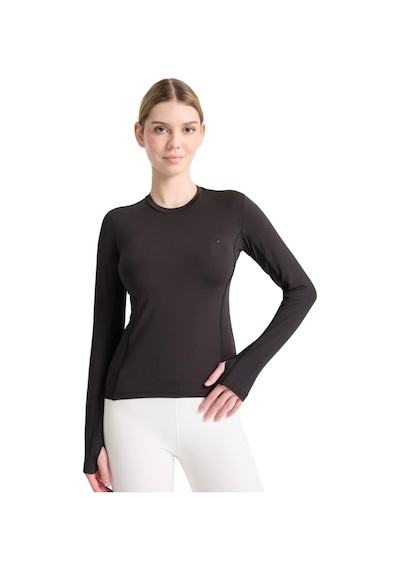Hnc Sport Kadın Siyah Nefes Alan Compression Spor Body Tişört - Bilek Detaylı Tasarım