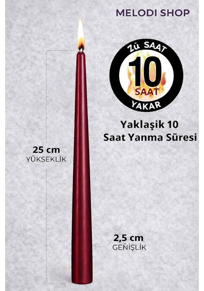 Kırmızı Renk İnce Şamdan Mum Seti,25 Cm Uzunluk,10lu Paket,dekoratif Taper, Şık Masa, Davet Ve Standart
