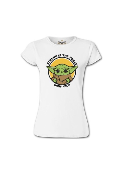 Baby Yoda - Strong Beyaz Kadın Tshirt 001