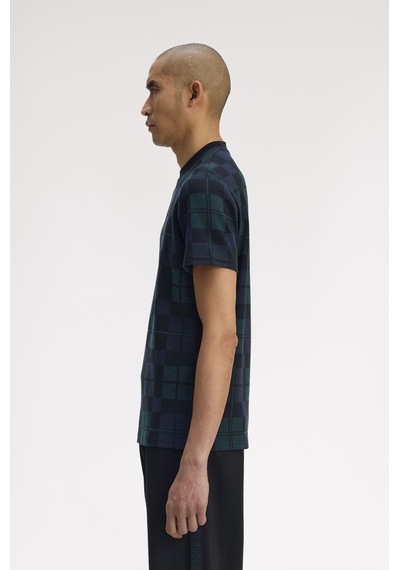 Fred Perry M1757 Black Watch Tartan Erkek Tişört Siyah