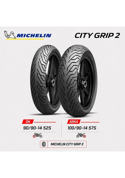 Michelin City Grip 2 90/90-14 52s - 100/90-14 57s Ön Arka Motosiklet Lastik Takımı