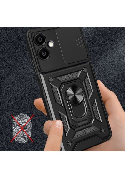 Samsung Galaxy Uyumlu, A06 Kılıf Pars Lens Yüzüklü Silikon - Kırmızı