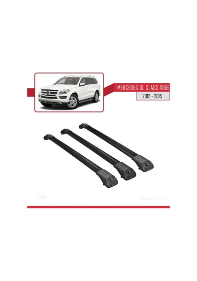Mercedes Gl Class X166 2012-2015 Arası İle Uyumlu Ace-1 Ara Atkı Tavan Barı Siyah 3 Adet Bar