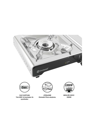 Outwell Etna Solo Stove Paslanmaz Çelik Gövde Portatif Kamp Ocağı Gri
