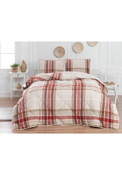 Merinos Comforter Çift Kişilik Yorgan Set Anna Yeşil Krem - Yeşil