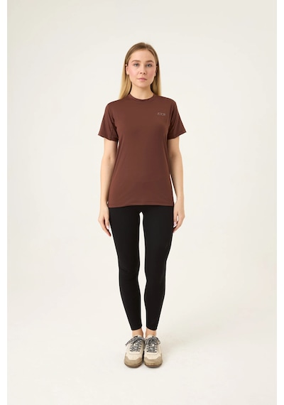 Zoor Kadın Kısa Kol Compression Fitness Gym Spor Body Tshirt Kahverengi
