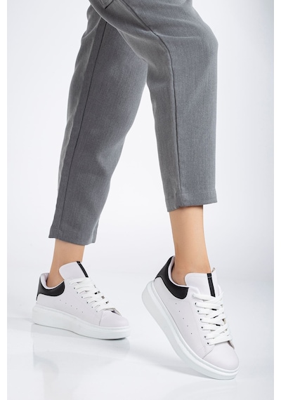 Fersatie Beyaz - Siyah Kadın Sneaker Günlük Ayakkabı Beyaz