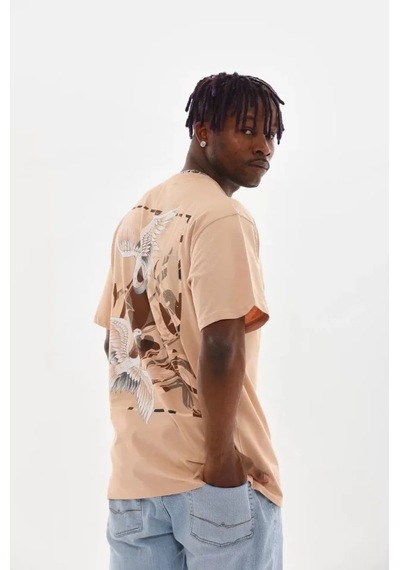 Suma Bej Renk Unisex Oversize Baskılı T-shirt