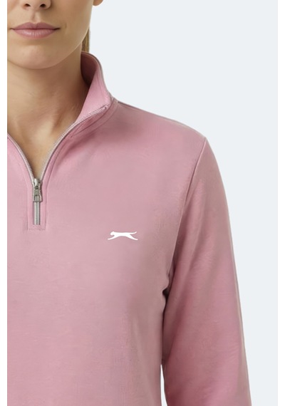 Slazenger Maxıs I Kadın Dik Yaka Fermuarlı Gül Sweatshırt Gülkurusu