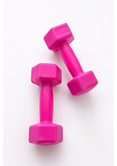 Pembe Köşeli Kemik Dambıl Seti 1 Kg - Pilates Fitness Ve Egzersiz El Halteri Çok Renkli
