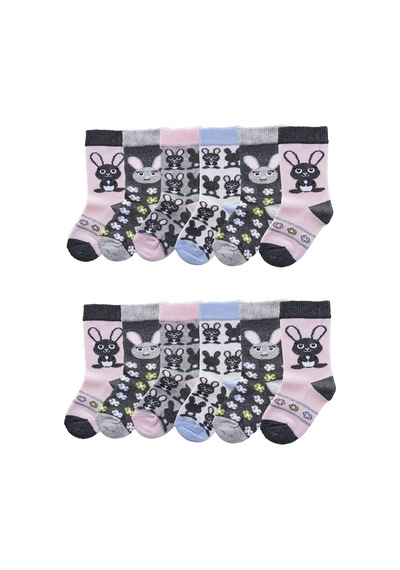 Ekinoks Socks 12li Kız Çocuk Çorap Uzun Soket Pamuklu Dikişsiz Renkli Yumuşak Karışık