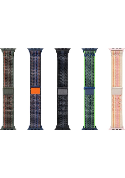 Butam Bilişim Watch 10 42mm Uyumlu Krd-91 Hasır Kordon Strap Kayış-mavi-kırmızı