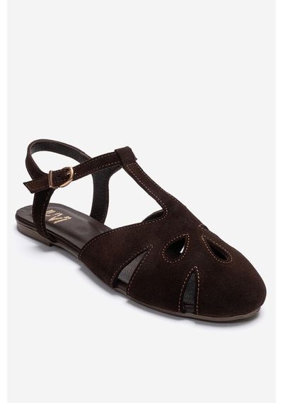 Luvishoes Nathalıe Kahverengi Süet Hakiki Deri Kadın Sandalet