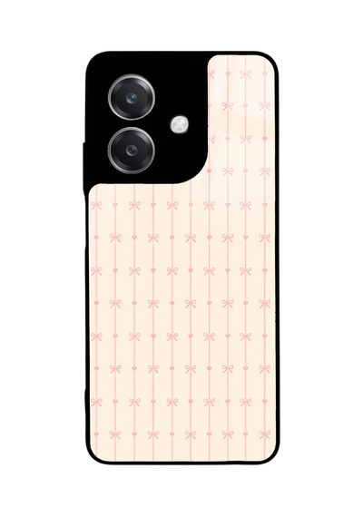Oppo A3 Krem Coquette Pattern Tasarımlı Glossy Telefon Kılıfı