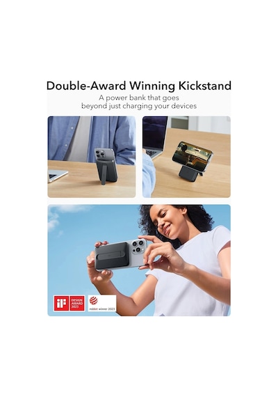 5000 Mah Taşınabilir Şarj Cihazı Halolock Qi2 Magsafe Standlı Powerbank - Beyaz BEYAZ