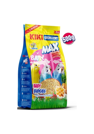KIKI Excellent Kuş Max Menu Baby Budgies Yavru Muhabbet Kuşu Yemi 500 Gr. KB303