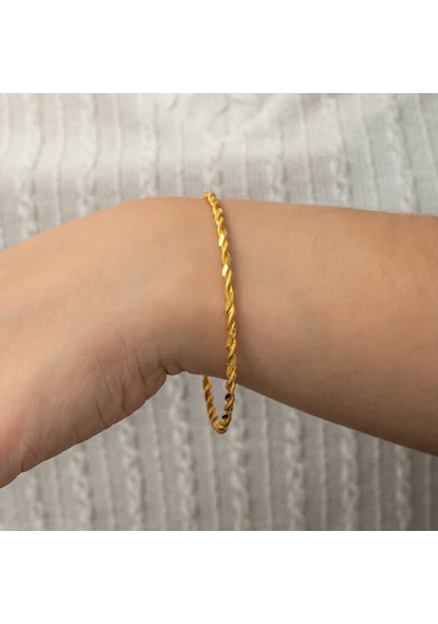 Stillove Gümüş Gold İkili Burgu Kadın Bilezik T8825 Gold