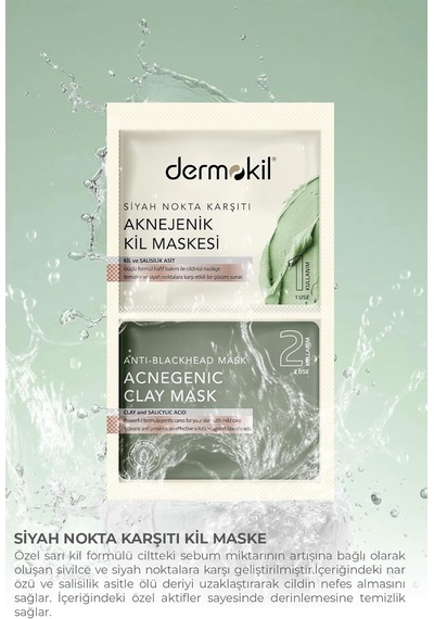 Dermokil Siyah Nokta Karşıtı Kil Maske 2x7.5 Ml