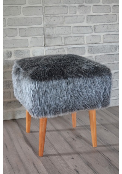 Praga Kare Puf Antrasit Peluş Antrasit Peluş
