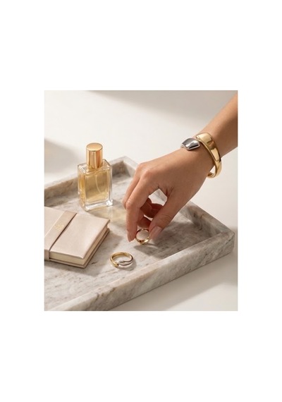 Çelik Pinterest Gold Gümüş 2 Renk Kelepçe Kadın Bileklik Gümüş - 891740783 Gümüş