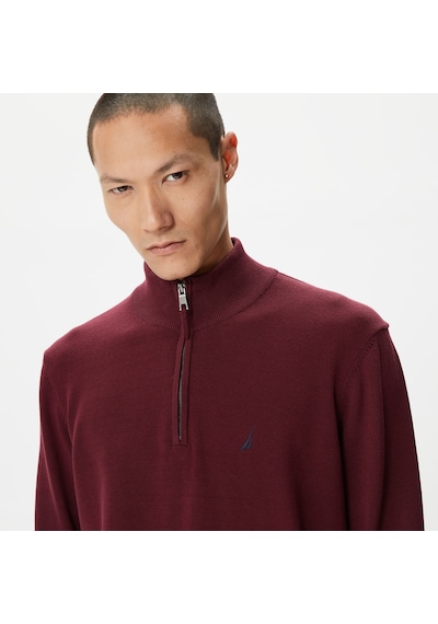 Nautica Nautıca Erkek Bordo Standart Fıt Dik Yakalı Uzun Kollu Triko Düz S37104t Bordo