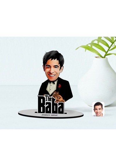 Kişiye Özel Godfather Baba Karikatürlü Ahşap Biblo Model-4