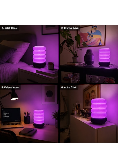 Soft Glow Masa Lambası - Fiş Bağlantılı Mor