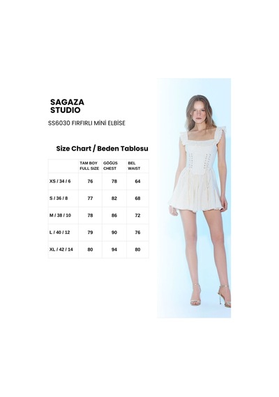Sagaza Studio Ss6030 Korseli Mini Elbise Ekru