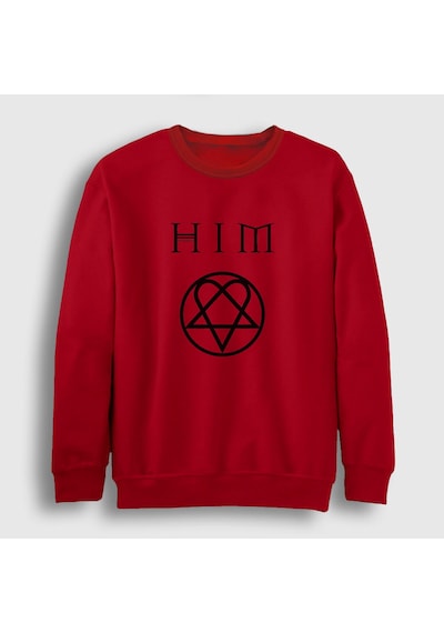 Presmono Unisex Logo Him Sweatshirt Kırmızı