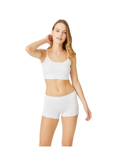 Cottonhill Beyaz Basic Lazer Kesim Dikişsiz Kadın Boxer Külot Beyaz