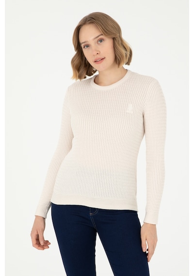 U.S. Polo Assn. Kadın Krem Bisiklet Yaka Basic Kazak 50288979-VR071