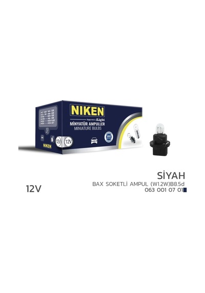 Niken 12v Bax Soketli Ampul W1.2w B8.5d Siyah 10 Lu