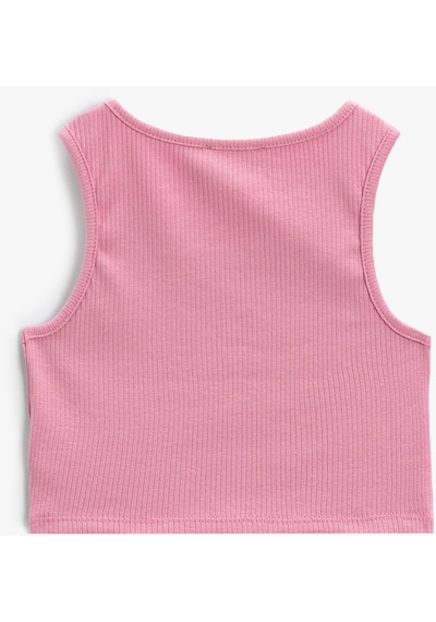 Koton Crop Üst Pencere Detaylı Kolsuz Pamuklu Ribanalı Pembe 4skg30013ak Pembe