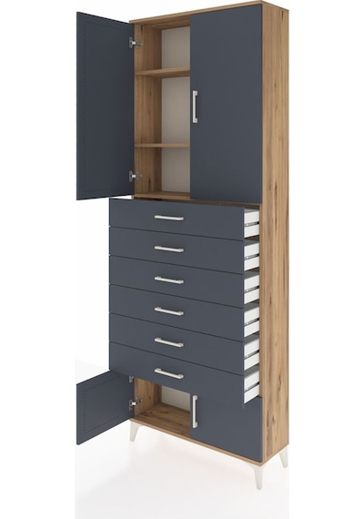 Arges Dolap 3 Raflı 6 Çekmeceli 4 Kapaklı 88x30x243 Çam-antrasit Çam Arges Dolap 3 Raflı 6 Çekmeceli 4 Kapaklı 88x30x243 Çam-antrasit Çam