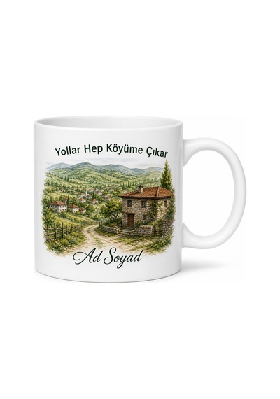 Yıllar Sonra Köye Dönüş Kupası - Köy Hasreti Hediye Kupa Bardak Beyaz / Çok Renkli