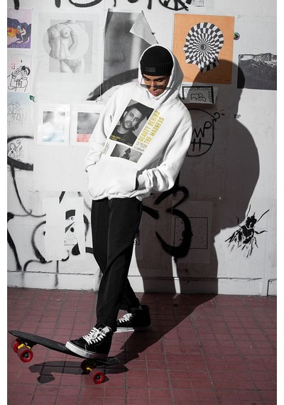 Beauty Behind The Madness Yazılı Unisex Oversize The Weeknd Hoodi Beyaz