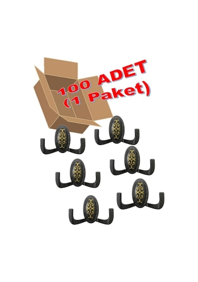 100 Adet Metal Vestiyer Askılığı - Mat Siyah, Desenli, Dayanıklı, Elbise Ve Mobilya Askılığı Siyah - Siyah