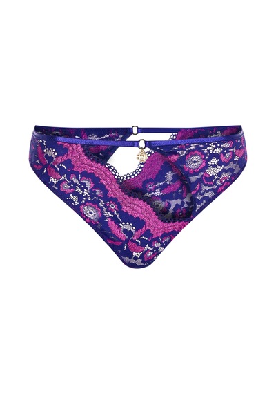 Addria Saks Mavisi Saten Dekolteli Dantelli Slip Saks Mavisi