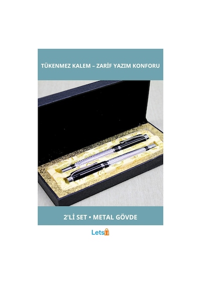 Şık Metal Gövdeli 2'li Tükenmez Kalem Hediye Seti Çok Renkli