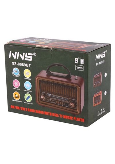 Taşınabilir Nostaljik Radyo Hoparlör Ns-8069bt Bluetooth Speaker Usb+tf Card+aux