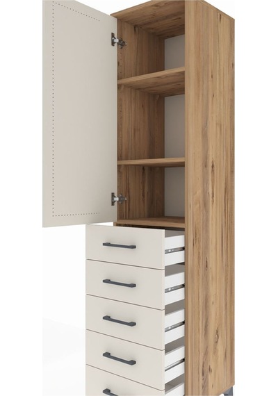 Hyperion Dolap 3 Raflı 5 Çekmeceli Tek Kapaklı 44x44x195 Çam-aytaşı Atlas Çam