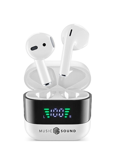 Cellularline Music Sound Spark Bluetooth 5.3 Led Ekranlı Kulak İçi Kulaklık Beyaz