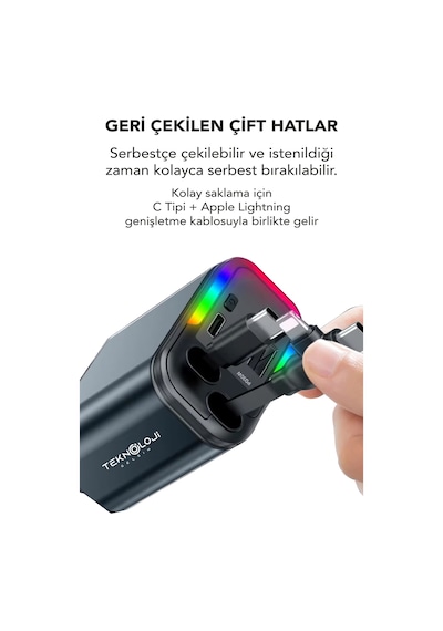 60 Watt Araç İçi Çakmaklık Süper Fast 4 Cihazı Aynı Anda Hızlı Şarj Led Tavan Aydınlatma 3.4a