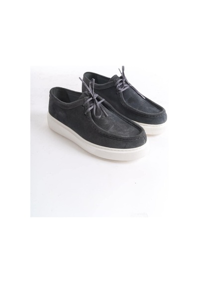 Mubiano Hakiki Deri Mbsr3535-gr Erkek Bağcık Detay Süet Günlük Gri Ayakkabı & Loafer Gri