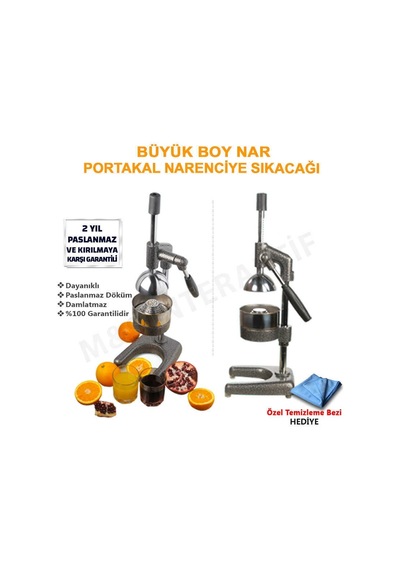 Kollu Portakal Sıkacağı - Meyve Sıkacağı - Damlalık - Döküm