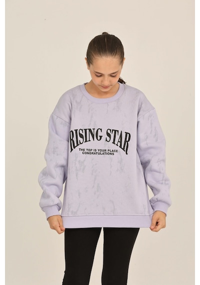 Toontoy Kız Çocuk Rısıng Star Baskılı Sweatshirt Koyu Mavi