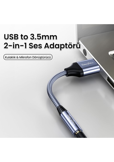 Lexroo Usb-a To 3.5mm Jack Aux Mikrofon Destekli Dac Chip Hifi Ses Kartı